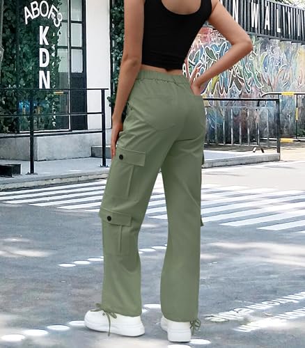 Women High Waisted Cargo Pants Y2K Trousers Wide Leg Casual Pants with 8 Pockets3