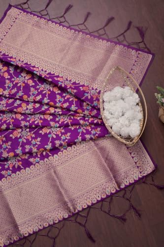 Image of DEVANGI Women's Woven Banarasi Silk Dupatta /Chunni For Women, Floral Print 1 Meter Wide and 2.3 Meter Length Printed Designer Dupatta /Chunni For Girls