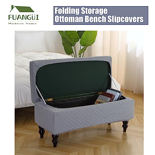 Image of FUANGUI Ottoman Cover Stretch Storage Ottoman Bench Slipcover Printed Folding Storage Bench Ottoman Cover Footrest Stool Slipcover Footstool Protector Cover with Elastic Bottom,Small
