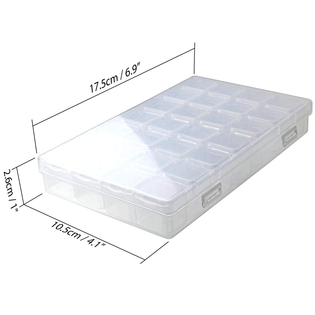 U7113 Scatola per Diamond Painting (28 slot) Storage Box Organizer Plastica Ricamo -Trasparente -2 Scatola