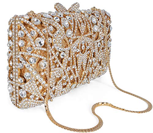 Mossmon Luxury Crystal Clutch Women Rhinestone Evening Bag For Party And Wedding Gold #TOP1
