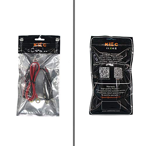 Male Cigarette Lighter to O Ring Terminal Harness Extension Cable - 12V-24V Power Supply Cord Adapter Fuse 15A 16AWG Cable Wire for Car Inverter Air Pump Sprayer Compressor and DIY (3FT)