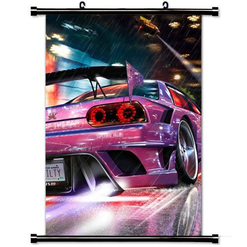 Wall Scroll Poster with Nfs Need For Speed Motorcycle Car Nissan Gtr Road Speed Sparks Nitro Home Decor Wall Posters Fabric Painting 23.6 X 35.4 Inch