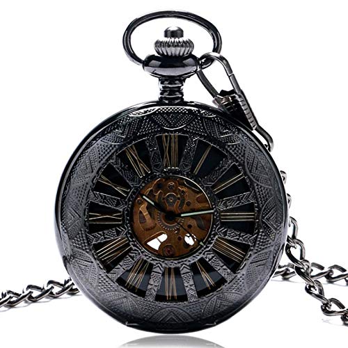 TORALF Charm Skeleton Watch Transparente Auto Mecânica Romana Colar Pocket Fob Watch