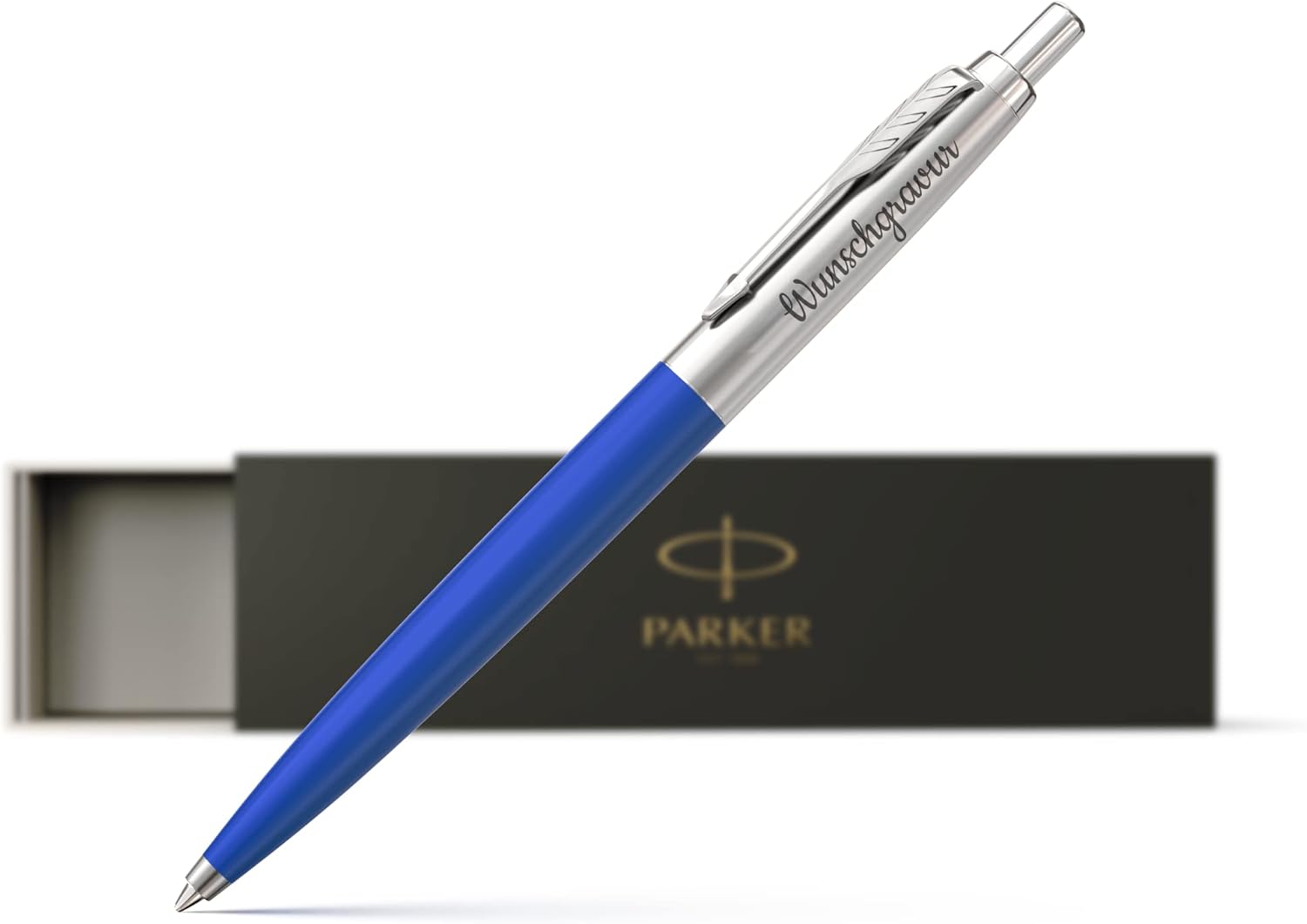 Personalisiertes Metall-Bambus Kugelschreiber Set Mit Gravur – Geschenk-Box, Blauschreibend