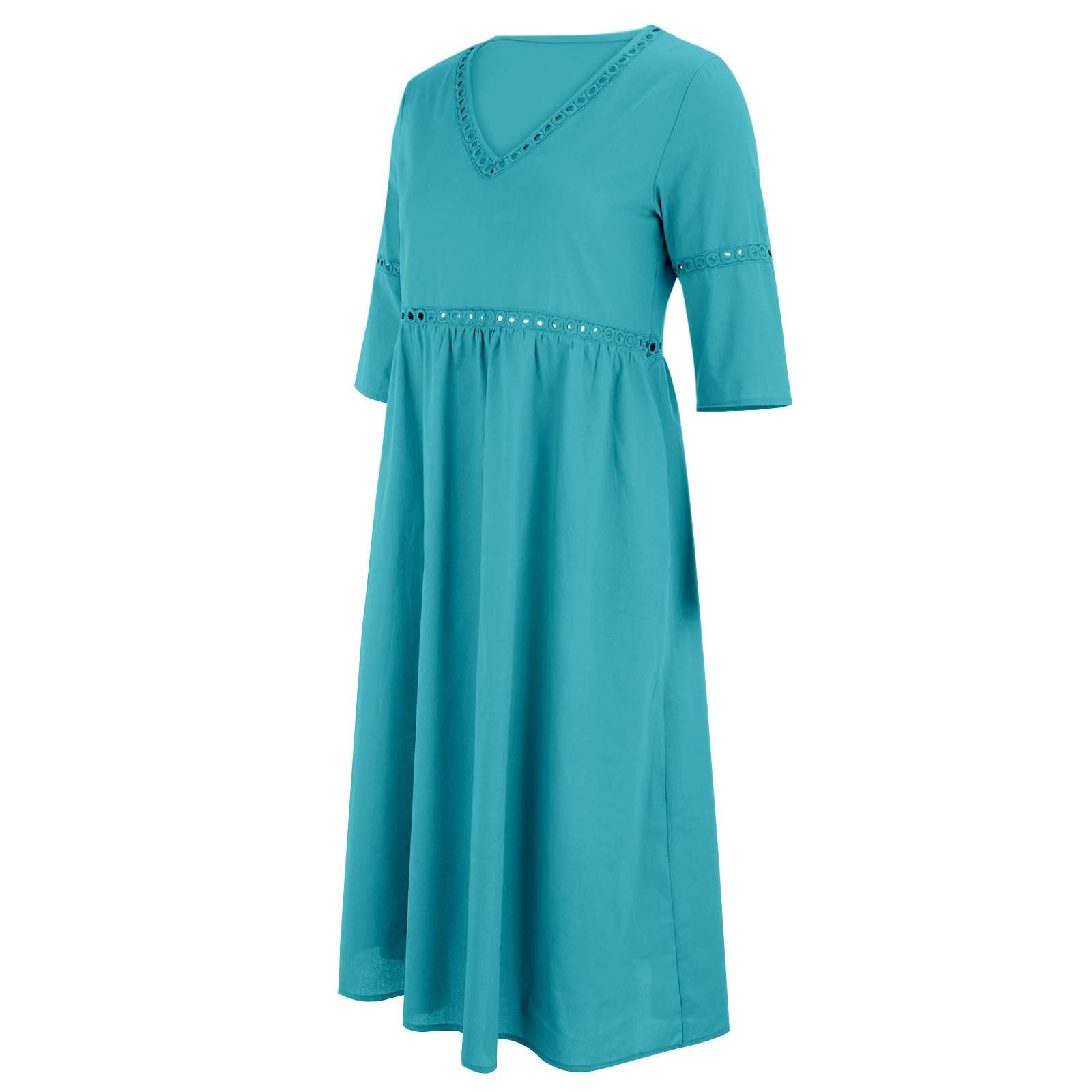 Vestito Donna Estivo Curvy Lungo, Vestiti Estivi Lunghi Casual Elegante, Abito Mezza Manica Scollo a V Comodo, Abiti Morbido Leggero Boho, Copricostume Mare da Spiaggia Vacanza
