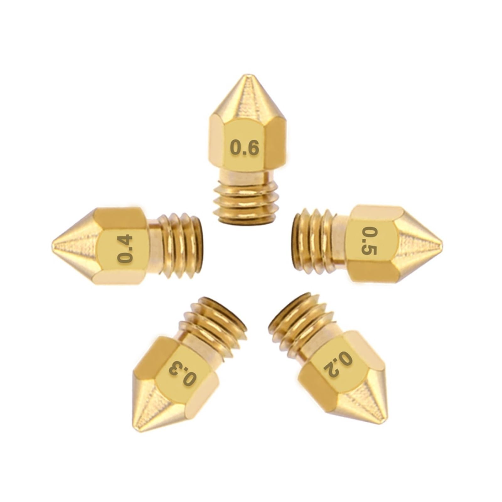 Ugello MK8 in ottone per filamento 1, 75 mm, compatibile con Creality | Ugello estrusore 0,3/0,4/0,5/0,6/0,8/1,0 mm per stampanti 3D Ender 3, Ender 5 e CR-10(0.3mm,50pcs)