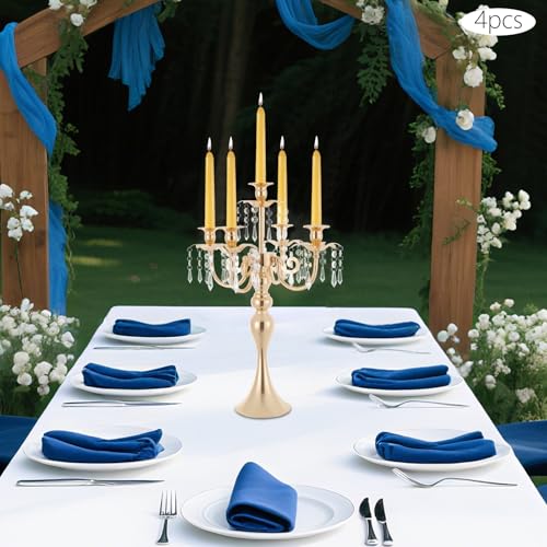 Chandelier 5 bras or pour décoration de table de mariage chic - 3