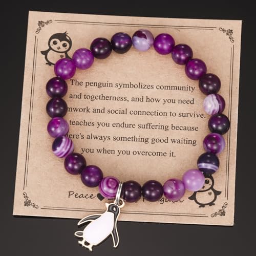 Penguin Bracelet Gifts for Women Penguin Friend Jewelry Penguins Lover Purple Penguin Bracelets3