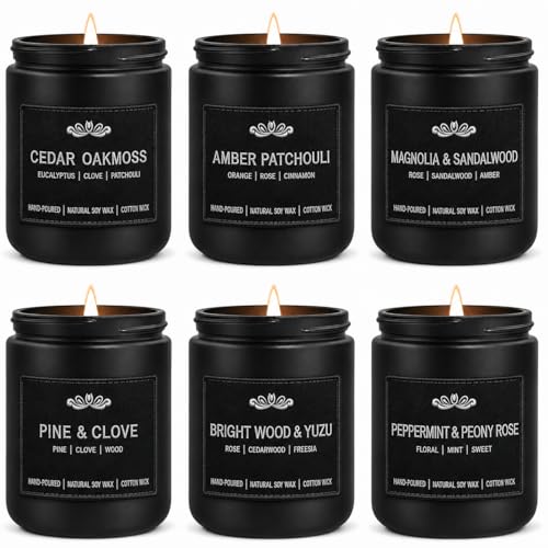 6 Pack Candles for Home Scented Aromatherapy Candles Gifts Set for Men Men Candle Set 42 oz 300 Hour Long Lasting Candles Gifts for Mens Birthday Fathers Day Anniversary Present