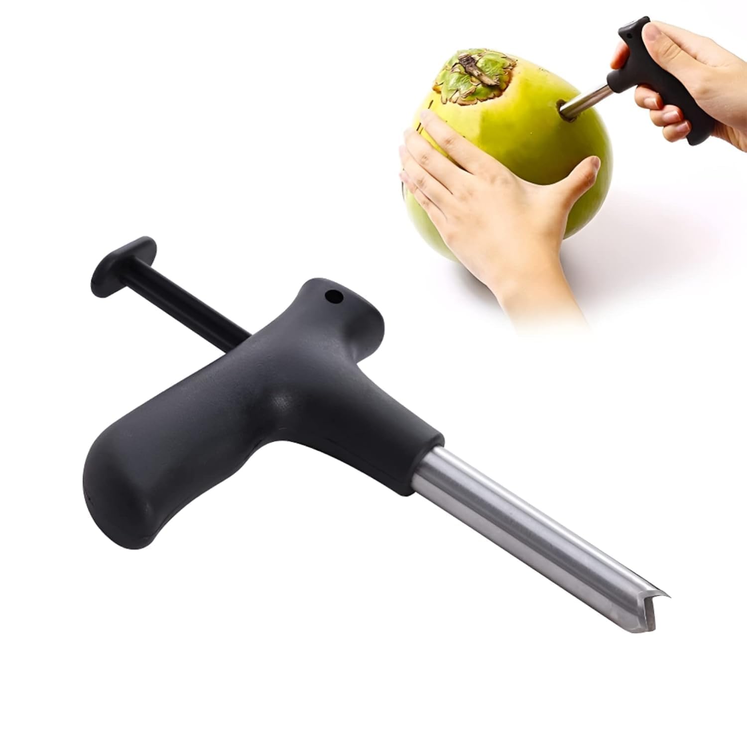 Heavy Duty Stainless Steel Coconut Opener Tool | Easy Coconut Water Driller & Punch Cutter for Tender & Dry Coconuts | Safe Handheld Kitchen Gadget for Quick Coconut Opening-image-34