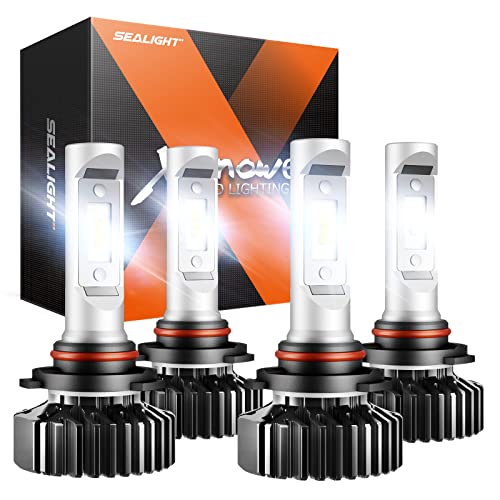 SEALIGHT 28000 Lumens 9005/HB3 9006/HB4 LED Bulbs Combo Kit with 120W 6000K Cool White, Plug and Play, Pack of 4
