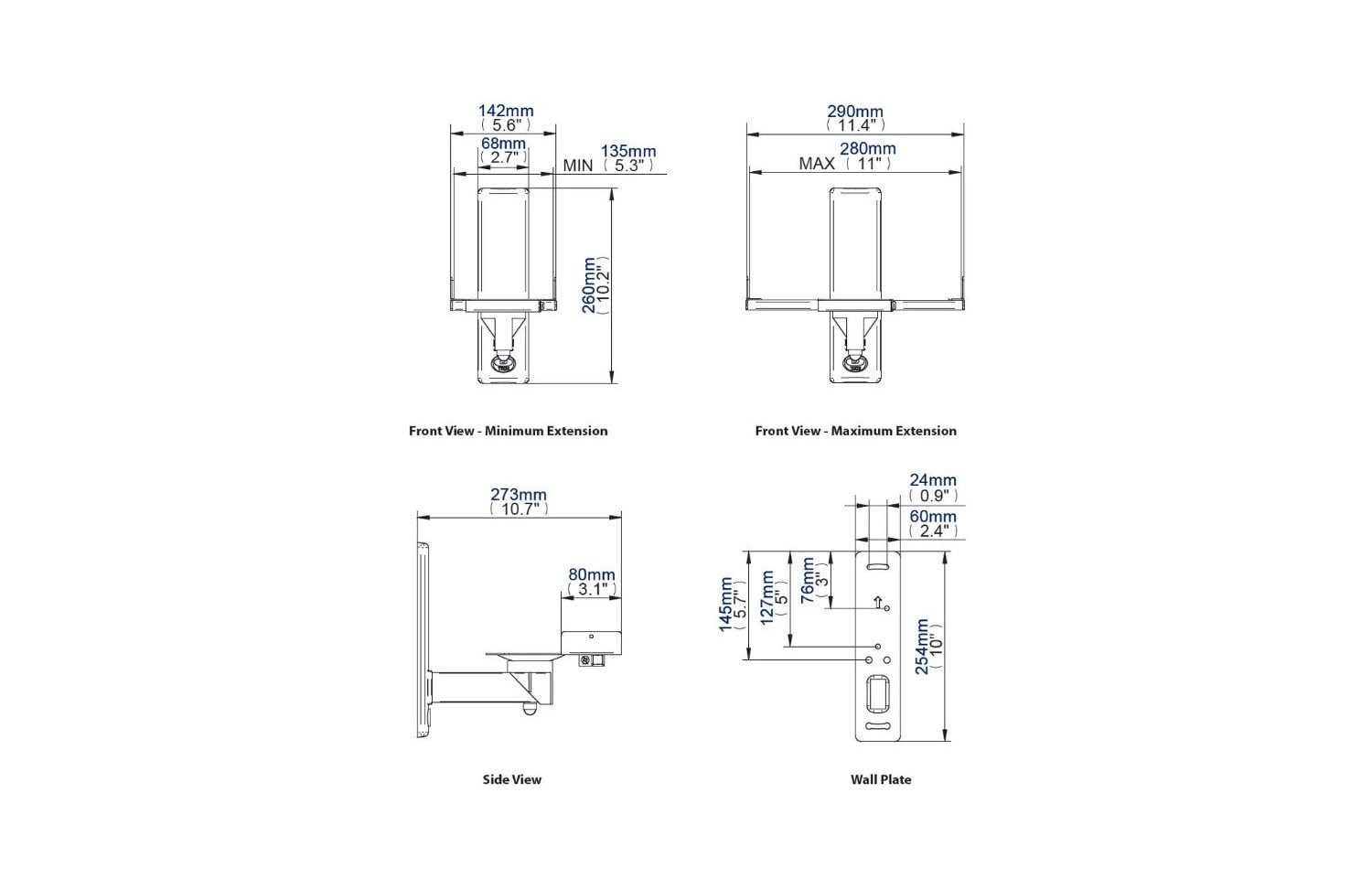 RO&CO B-Tech BT-77 White – Coppia di Supporti da Parete per Diffusori Bianco • Regolabili 135-280 mm • Orientabili e Inclinabili • Fino a 25 kg • Installazione Professionale.
