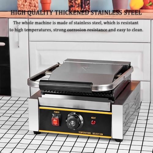 Electric Panini Press Grill Commercial Mini Steak Machine with 50 to 300℃ Temp Control and Touch Handle - Image 3