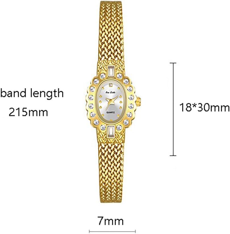 LOREO Vintage Gold Bracelet Watch for Women Elegant Small Oval Dial, Quartz Waterproof Dress Wristwatch (red)
