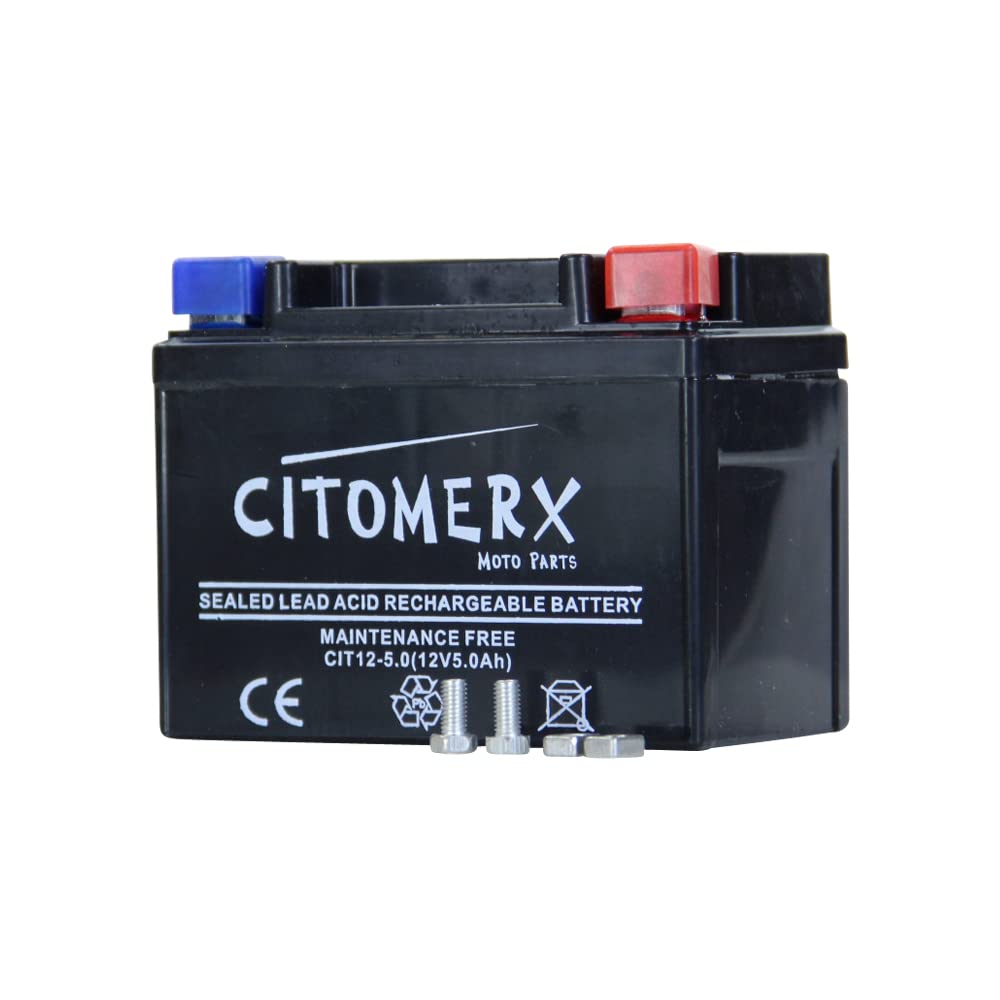 Batterie wartungsfrei 12V 5AH YB4L-B, YTX4L-BS, YT4L-B kompatibel mit Peugeot Speedfight 2 50 LC DD WRC 307 2005