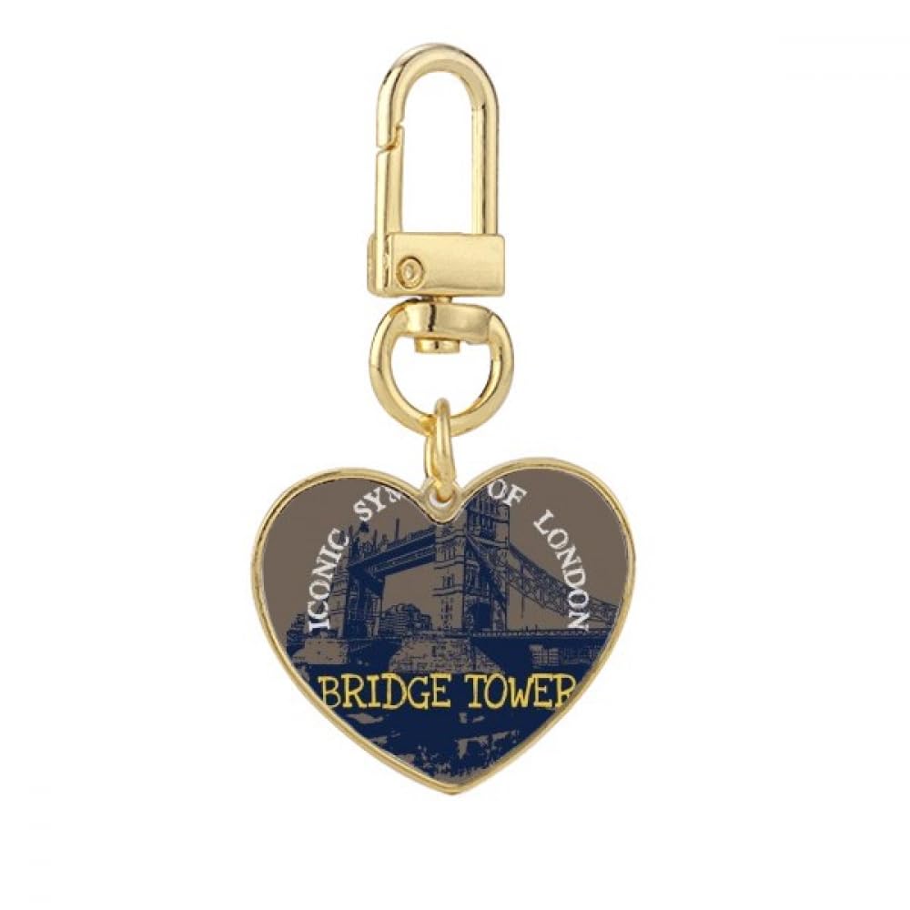 GenericBritain UK London Bridge Tower Graffiti Gold Heart Keychain Metal Keyring Holder