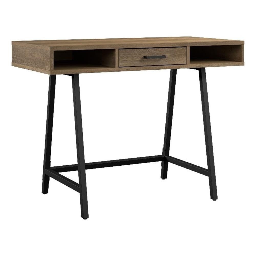 Bush Home Steele 40W Writing Desk in Reclaimed Pine | Compact Computer Table with Storage for Home Office, Study Room, or Entryway