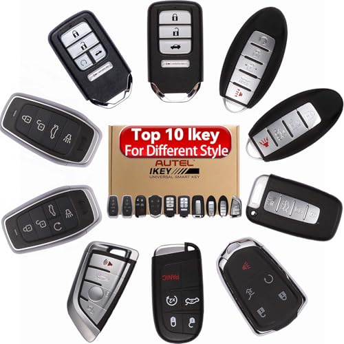 Autel Ikey MaxiIM IKEYTOP10 Universal Smart Key 10 Pack for Chrysler Dodge Hyundai BMW GM H0nda Nissan Vehicles Key Replacement 315/433MHz Frequency Programmed by IM608 Pro II IM508S KM100
