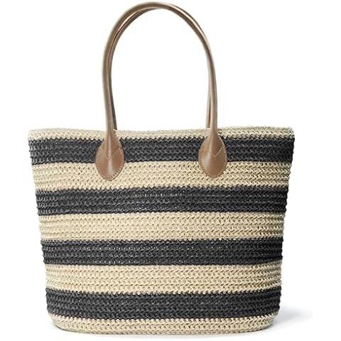 HOXIS Striped Straw Tote Cover