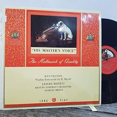 BEETHOVEN, JASCHA HEIFETZ, BOSTON SYMPHONY ORCHESTRA, CHARLES MUNCH Violin concerto in D, op.61, 12" vinyl LP. ALP1437