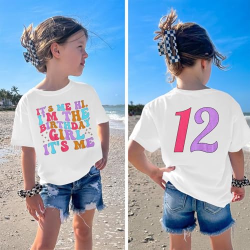 Image of Its Me Hi Im The Birthday Girl Its Me Birthday Girl Shirt Kid B-Day T-Shirt Party Tee Outfit Short Sleeve Tops 6-12Y