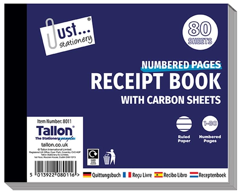 Set of 6 Professional ReceitBook/DuplicateBook/Triplicate Book/Invoice Book - Half Size & Full Size with Carbon Sheets (80 Pages Half Size Receipt Book)