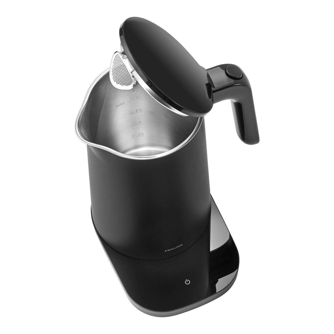 ZWILLING ENFINIGY Wasserkocher Pro mit 6 Temperatureinstellungen, Warmhaltefunktion, Edelstahl-Behälter, 1850 Watt, 1 Liter, Schwarz
