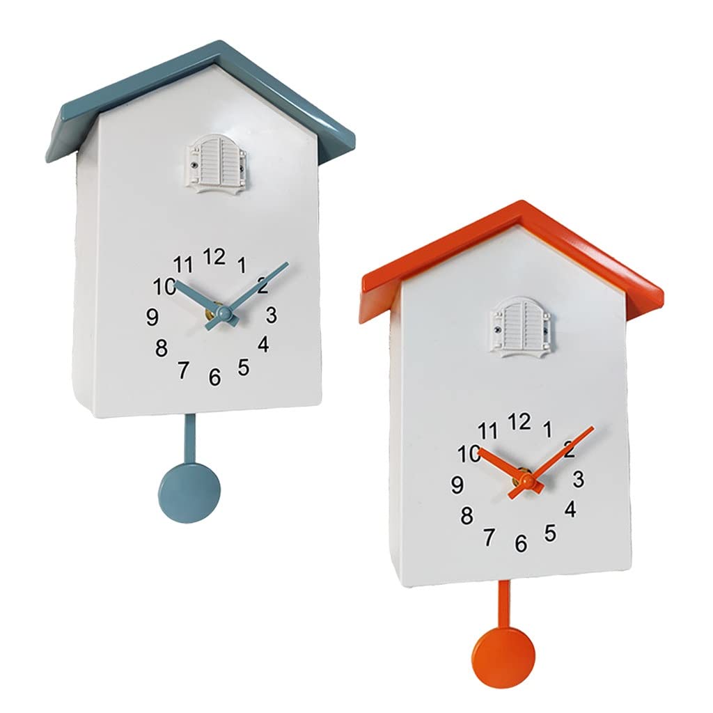Reloj de pared de cuco con sonidos de pájaros, reloj de péndulo, reloj de escritorio, reloj de pared de estilo nórdico (color: naranja, tamaño: 20 x 9 x 25 cm) (gris 20 x 9 x 25 cm)