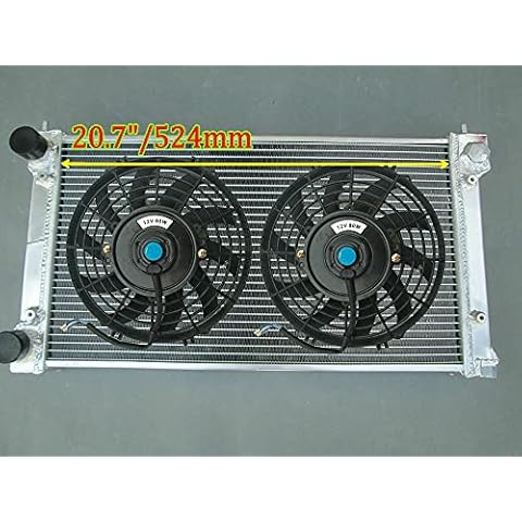 H=524mm Aluminum Radiator + FANS For 1980-1991 GOLF GTI MK1 MK2 Scirocco Je-tta Rabbit Caddy 1.6 1.8 8V MT Volks-wagen V-W Cover