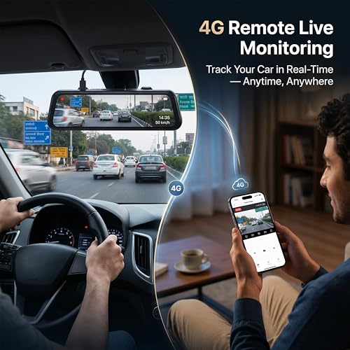 Image of Golens T10-G2C 2-Channel 4G Touch Screen Mirror Dash Cam for Car | Front 4K + Rear 1080P Dual Recording, GPS, ADAS, BSD, Parking Monitor, G-Sensor, Live View