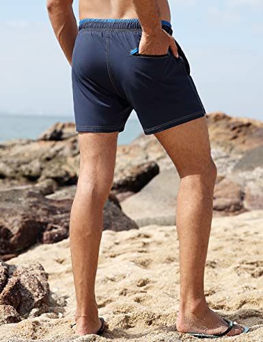 unitop Mens Swim Trunks with Compression Liner 5 Inch Inseam Surfing Board Shorts with Zipped Pockets4