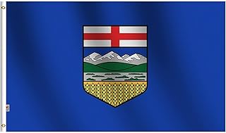Canadian Alberta Flag 2x3 Ft -Screen Printed Glossy Silk Satin Fabric -Canada Province Flag 60x90 Cm Outdoor/Indoor AB Banner Decoration Small Yard Gift
