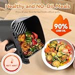 Friteuse à air compacte de 3 Qt avec panier antiadhésif et grille, écran tactile simple d'utilisation, cuisson en étapes simples, cuisson à faible huile, friteuse compacte, économiseur d'espace