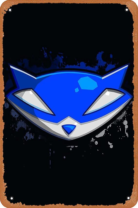 Letrero decorativo para pared, póster con el logotipo de Sly Cooper, cartel de metal de aspecto vintage de 8 x 12 pulgadas, decoración artística de