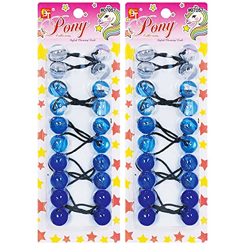 20 Pcs Hair Ties 20mm Ball Bubble Ponytail Holders Colorful Clear Assorted Elastic Accessories for Kids Children Girls Women All Ages (Clear Blue Assorted)