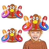 3 Pack Thanksgiving Ring Toss Games Toys for Kids Thanksgiving Inflatable Turkey Hat Toss Games Thanksgiving Family School Party Favors Supplies Indoor Outdoor Party Game(3 Turkey Hats, 12 Rings)
