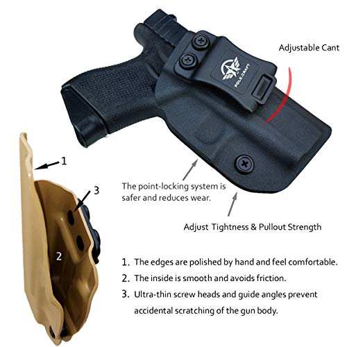 Pole.craft Glock 43 Holster, Glock 43X Holster Iwb Kydex Holster For Glock 43 / Glock 43X Pistol Concealed Carry - Inside Waistband Carry Concealed Holster Glock 43 Iwb Kydex (Black, Right Hand) #TOP2
