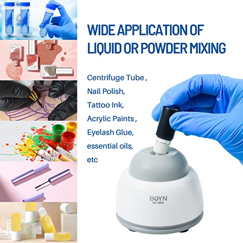 Vortex Mixer, Boyn Mini Scientific Lab Vortex Shaker, Touch Function 3000Rpm Speed 4.8Mm Orbital Diameter 4 Rubber Suction Cup Feet, Mix Centrifuge Test Tube Nail Polish Tattoo Ink Paints Eyelash Glue #TOP4