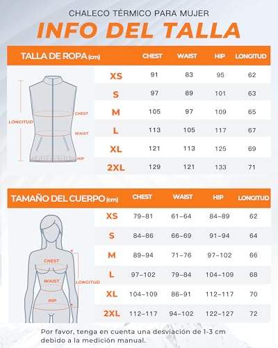 Chaleco calefactable mujer 9 areas de calor ajustable y gran bateria de 16000mAh 6