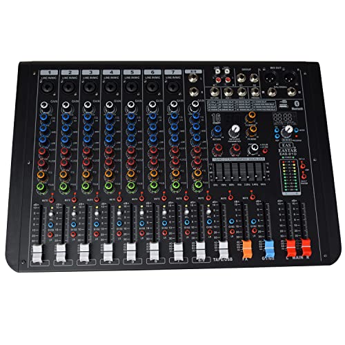 Image of kh Professional 8 Channel Audio Mixer (7 Mono & 1 Stereo Channel) Mixing Console and Two Aux Paths w /USB Audio Interface, BT Function, 16 DSP Effects, 7-Band EQ, For Studio, Stage (8 Channel)