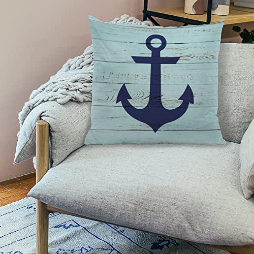 Navy Blue Boat Anchor Nautical Anchor18''X18'' Throw Pillow Case Decorative Home Bedroom Cushion Cover,Sofa Bed Couch Decor, Sea Lovers Men Women Boys Girls Gifts #TOP1