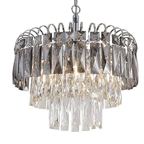 K9 Crystal Modern Chandelier,Luxury Globe Pendant Light Fixture,Adjustable Pendant Lamp 3 Tiers Hanging Light Ceiling Fixture for Dining Room, Living Room, Foyer, Kitchen Island ,Hallway.