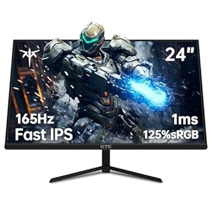 KTC 24 inch Monitor, Fast IPS 1080p 144Hz 165Hz 1ms, 125.25% sRGB, HDR, Borderless Gaming Monitor PC Monitor, FreeSync Premium & G-Sync, HDMI 2.0×2, DP1.4×2, Vesa Support, Eye Care for Gamers