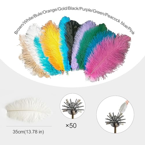 Lámpara de pie con plumas de avestruz CCXXYGWJ regulable de 160 cm de alto 3