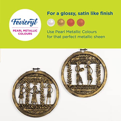 Image of Fevicryl Acrylic Pearl Metallic 100ML Colour Combo | Paint on Canvas, Wood, Earthenware, Stone, thermocol, Metal, Leather, Glass | Ideal for Artists, Beginners and Gifting