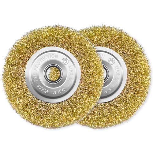 2Pcs RAC814 Wire Brush Replacement 115mm for Cleaner Wire Wheel Brush Brass Coated with 5/8-Inch Arbor Hole for RY18PCA-0 OPC1800 OPC1815 EFB 400/401 Rust Removal Joint Debris Cleaning