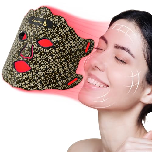 Red-Light-Therapy-for-Face-7-Colors-Light-Face-Mask-Wireless-Near-infrared-Light-850nm-and-Red-Light-630nm-Portable-Rechargeable-and-Soft-Design-for-Home-177-LED-Beads-Black