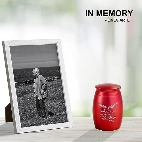 Image of Red Small Keepsake Urns for Human Ashes with Angel Wings | 2.7Inch Small Cremation Urns for Human Ashes,Aluminum Mini Decorative Keepsake Urns for Human Ashes Adult Female /Mom