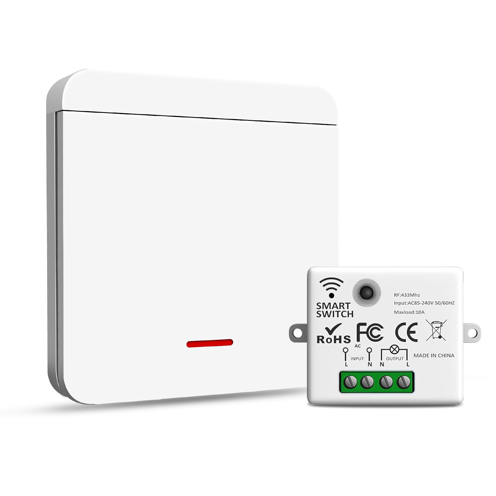 Interrupteur d'éclairage sans fil 10 A 1500 W avec récepteur de sécurité